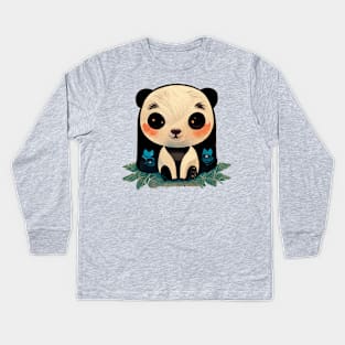 cute baby panda Kids Long Sleeve T-Shirt